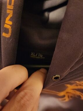 Under Armour Men's Purple Hoodie with Orange Logo Detail